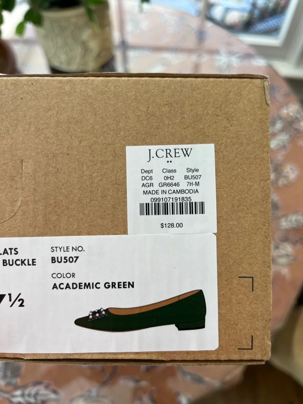 J. Crew Teal Satin Pointed Flats with Pearl-Embellished Buckle